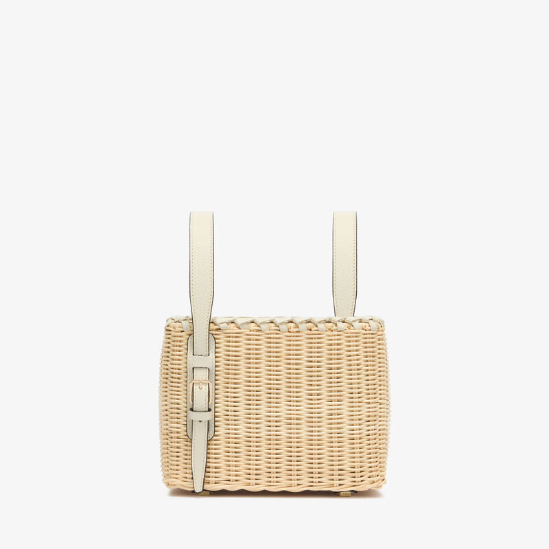Wicker Bucket Micro Bag - Beige/Pergamena White - Natural wiker and Millepunte calf leather - Valextra - 6