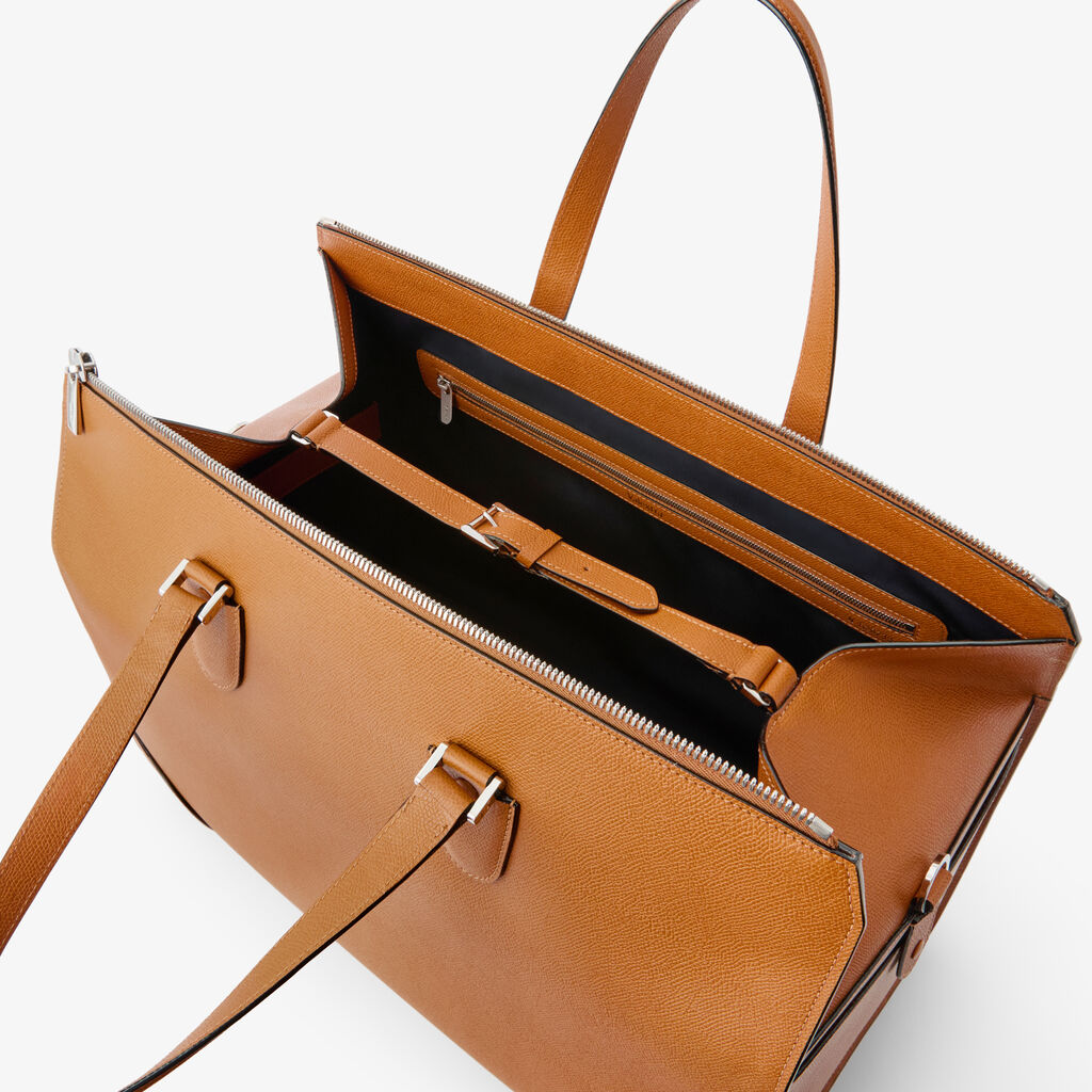 Babila Boston Travel Bag - Havana Brown - Vitello VS - Valextra - 3