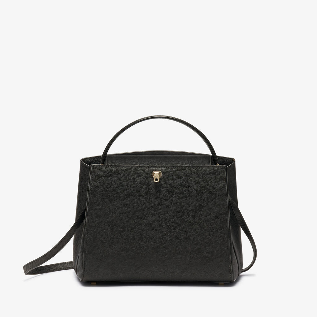 Brera crossbody Medium bag - Black - Vitello VS - Valextra - 1