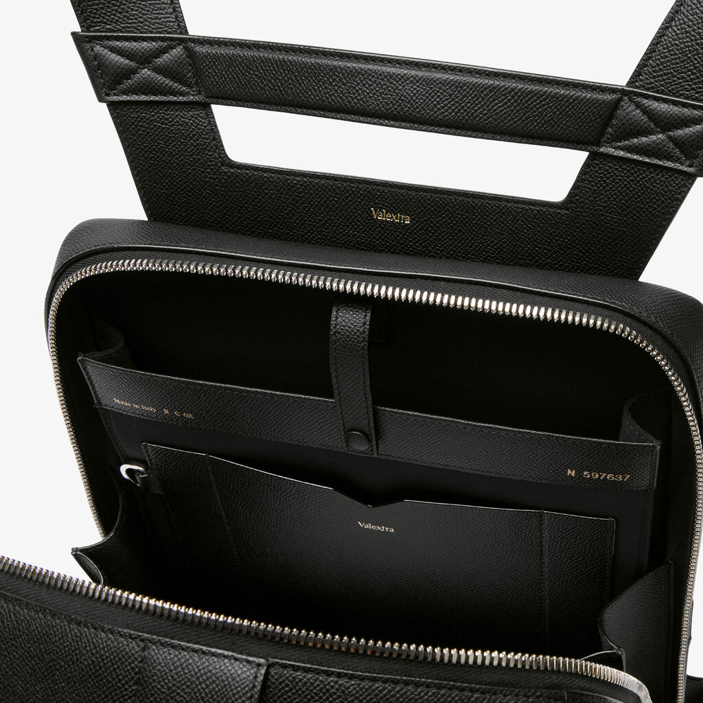Zaino V-Line - Nero - Vitello Millepunte Soft - Valextra - 3