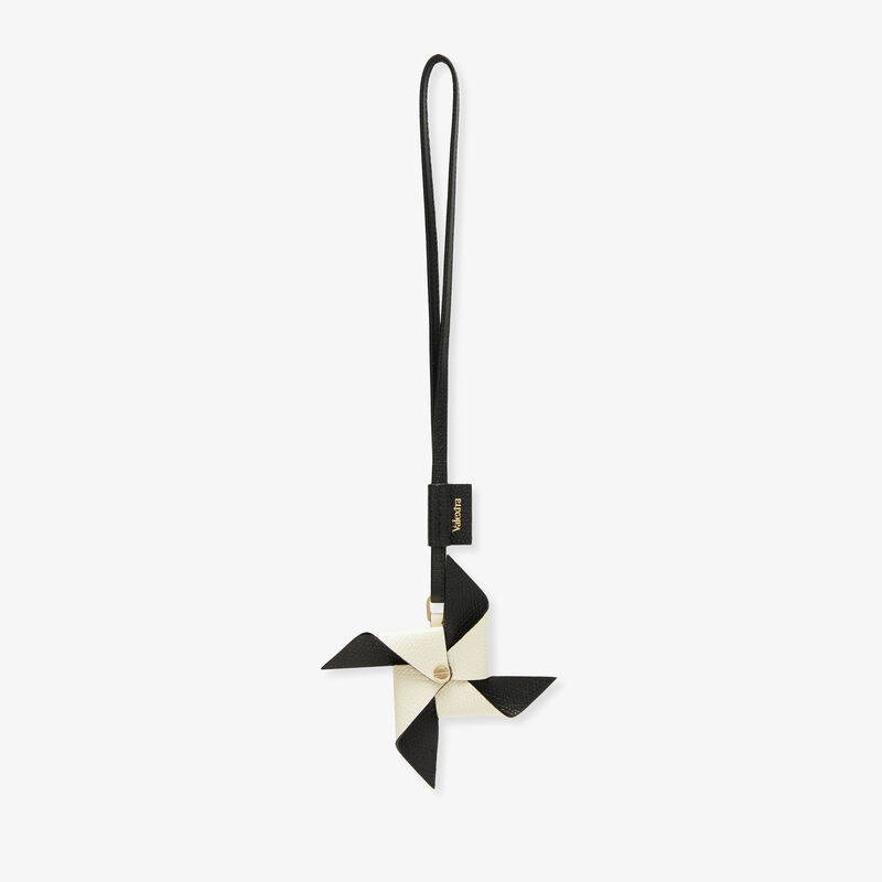 Pinwheel Charm - Black/Pergamena White - Millepunte calf leather - Valextra - 1