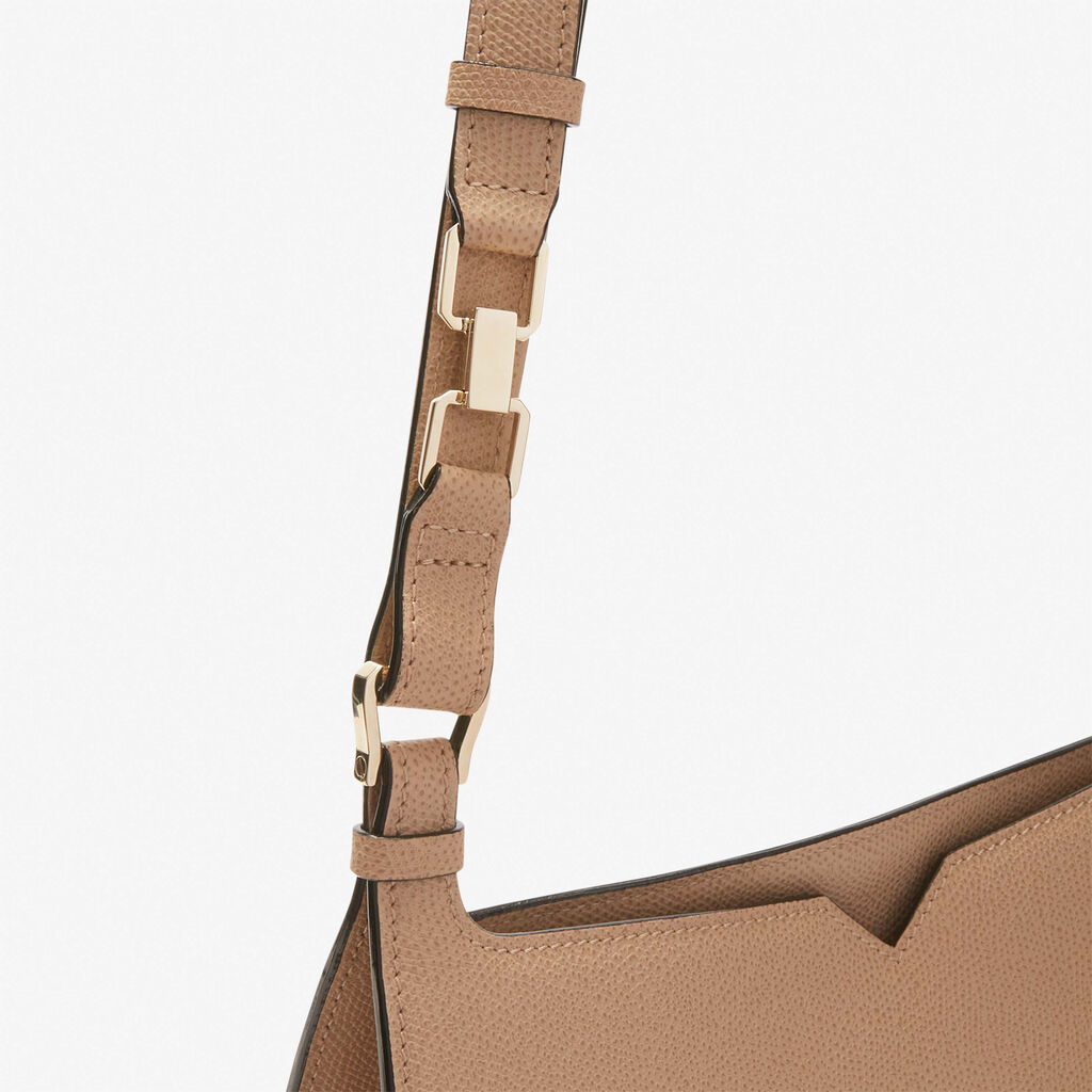 Hobo Weekend Medium Bag - Cashmere Beige - Vitello VS - Valextra - 4