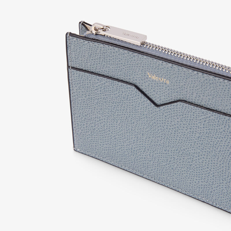 Card Holder 8CC with Zip - Niagara Blue - Millepunte calf leather - Valextra - 2