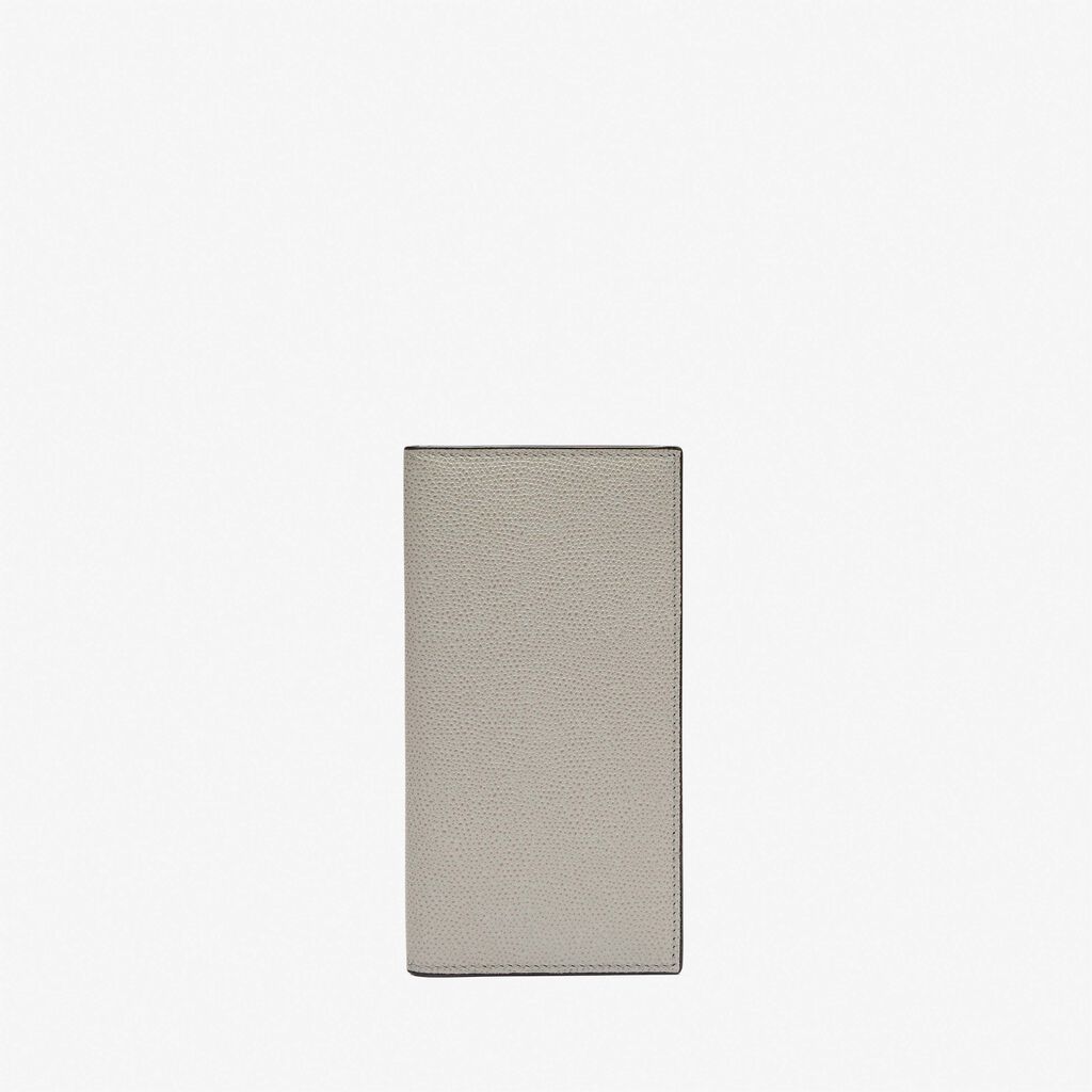 Portafoglio Verticale Bifold 12 Carte Di Credito - Grigio Cenere - Vitello VS - Valextra - 1