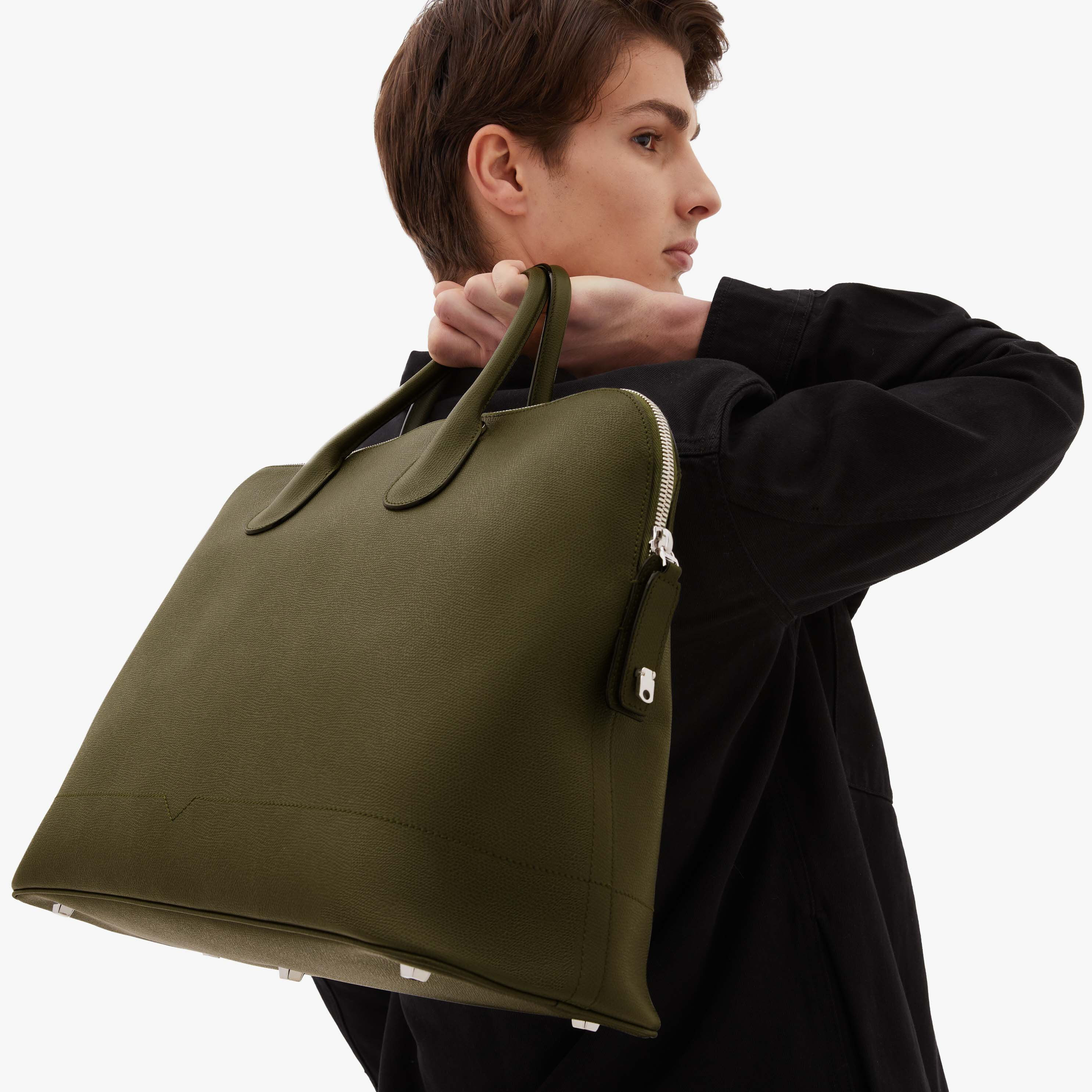 Borsa da lavoro in Pelle Verde Militare Valextra My Logo