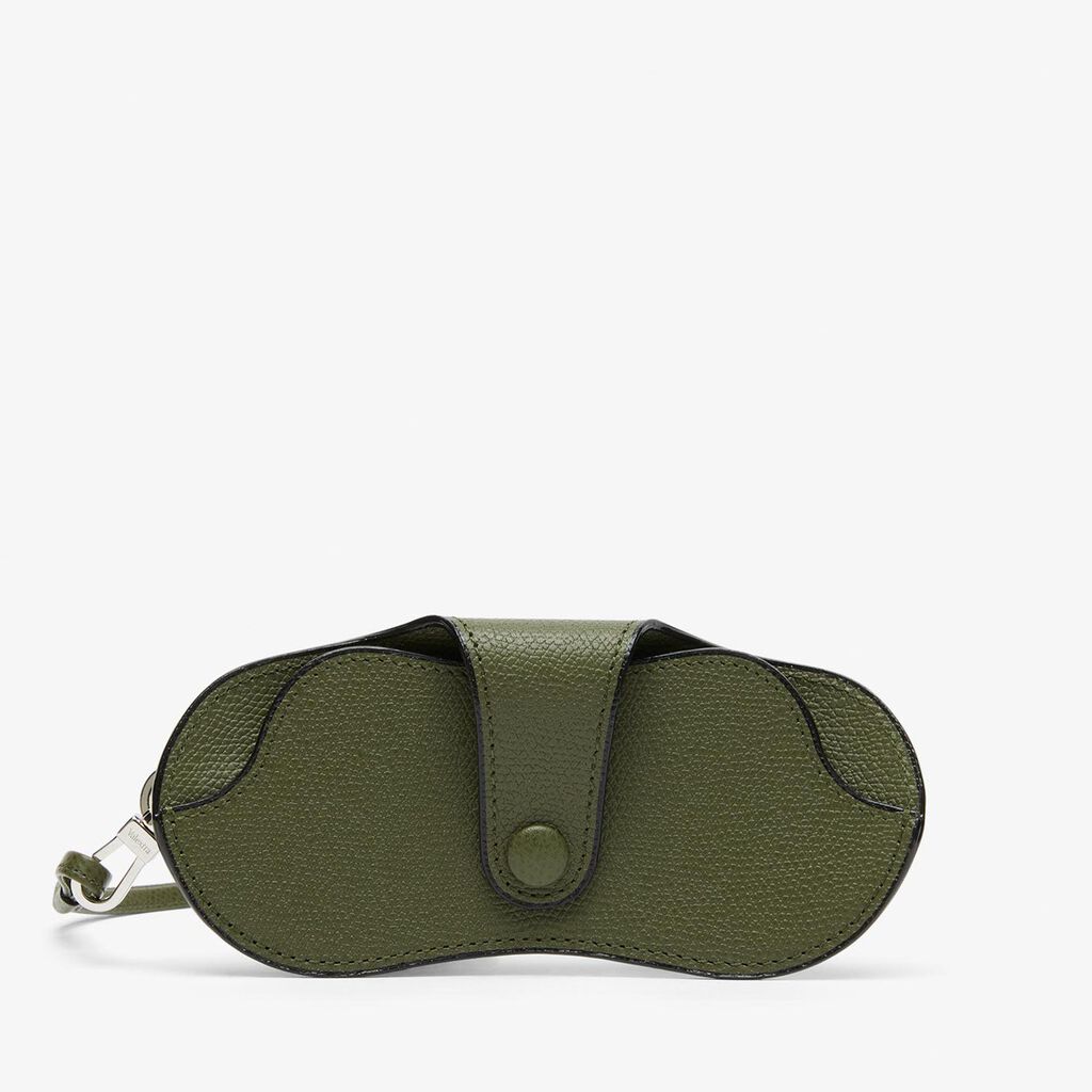 Porta Occhiali con Tracolla - Verde Militare - Vitello VS - Valextra - 4