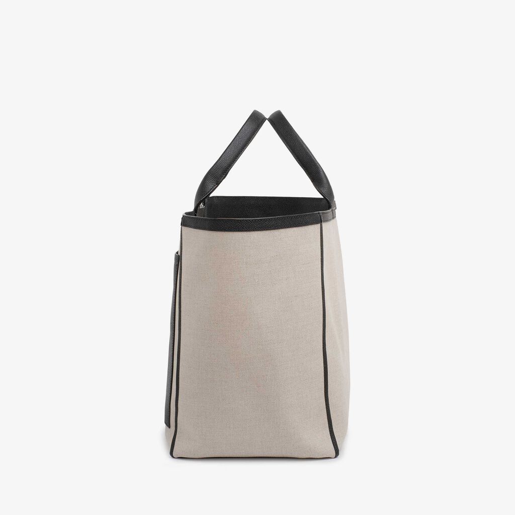 Shopping Large  Bag Canvas - Sand Brown/Black - Tessuto Canvas/VS - Valextra - 4