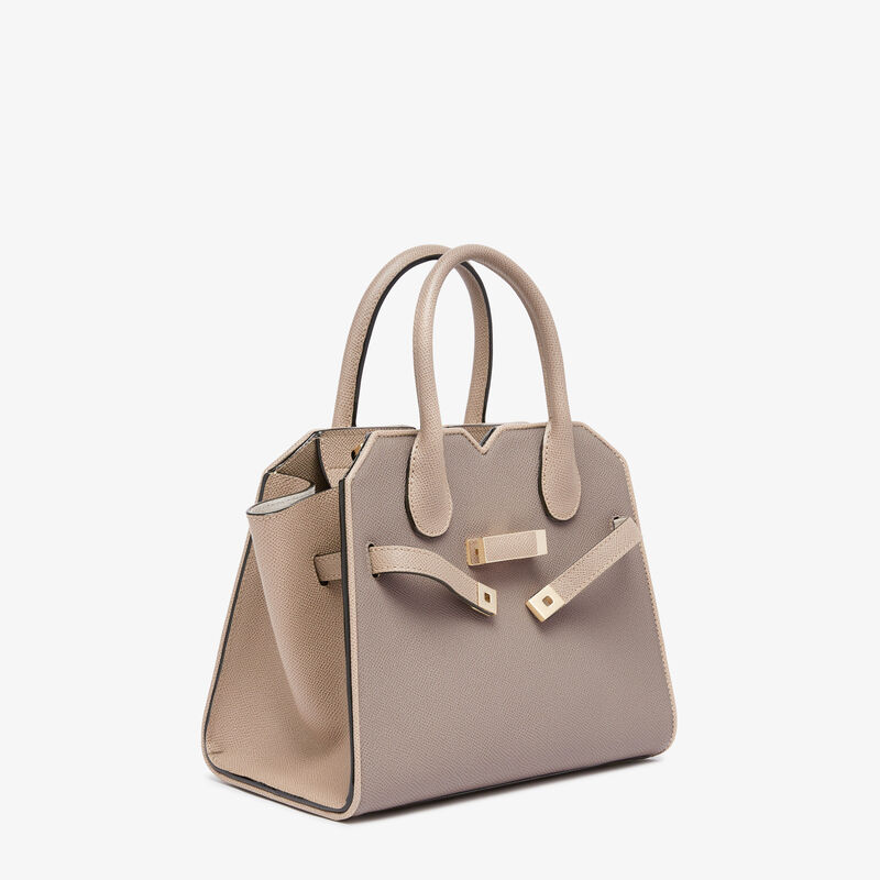 Milano Chiaroscuro Two Handles Mini Bag - Pink Nude/Sahara Brown - Millepunte Soft calf leather - Valextra - 5