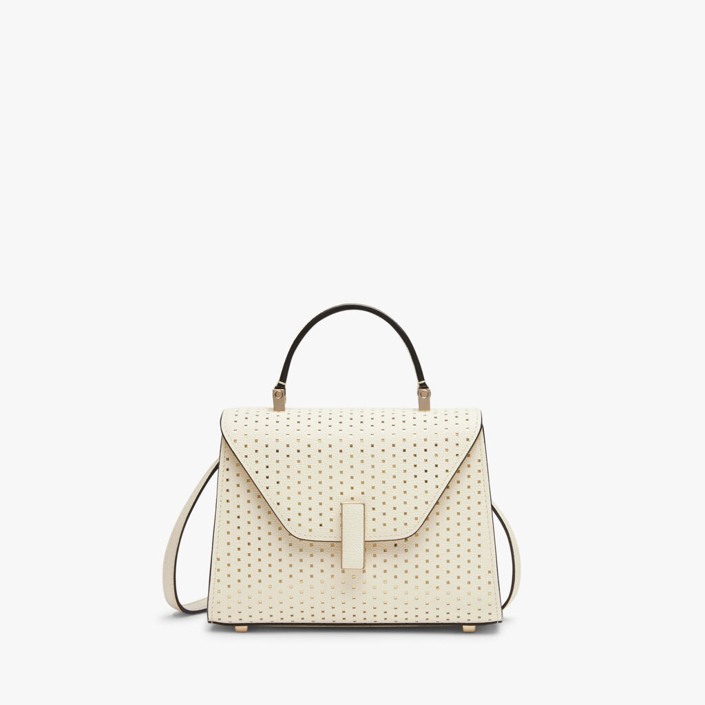 Iside Senses Crossbody Micro Bag - Pergamena White/Gold - Vitello VS-Foratura Laminata - Valextra - 1