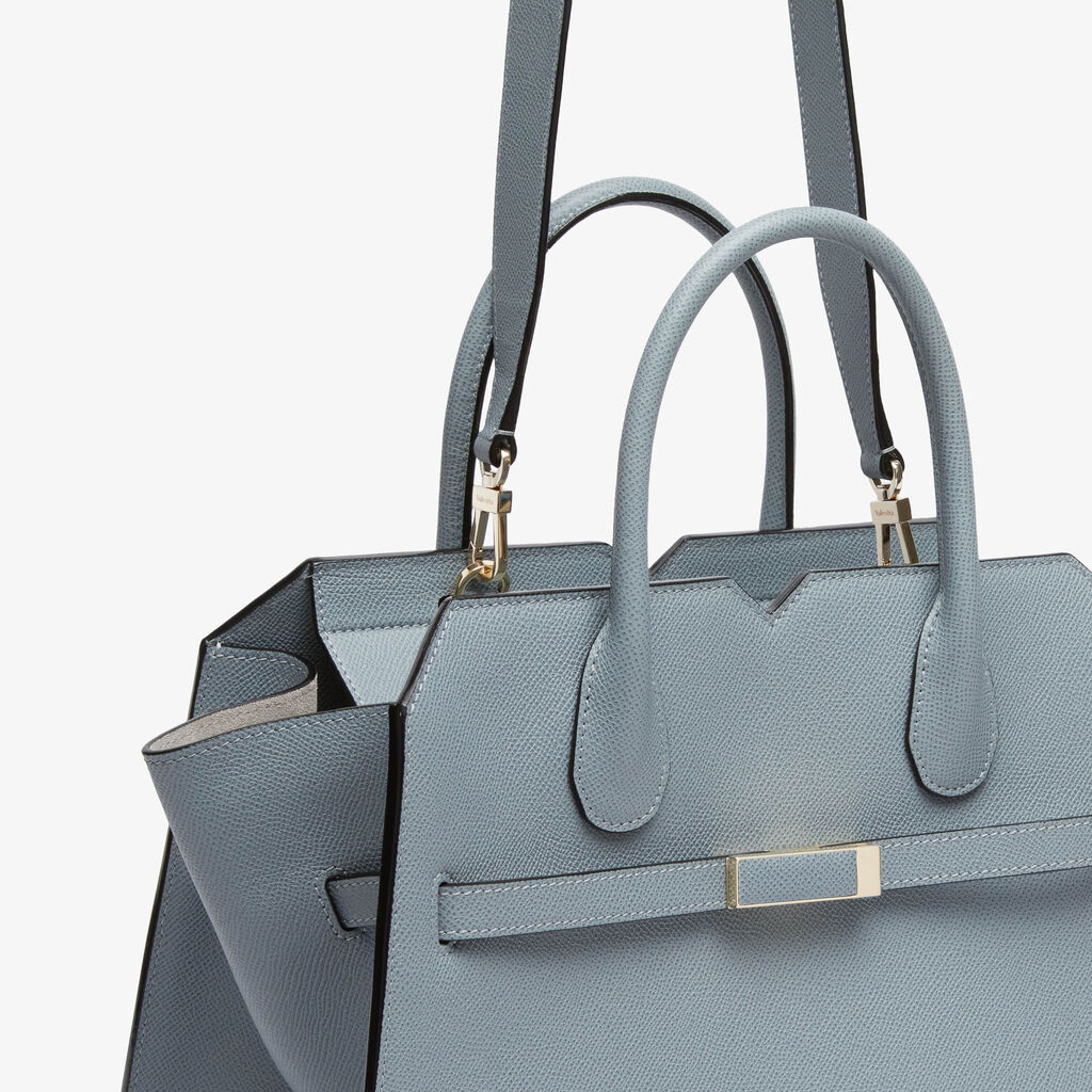 Milano Two Handles Medium Bag - Niagara Blue - Vitello Millepunte Soft - Valextra - 4
