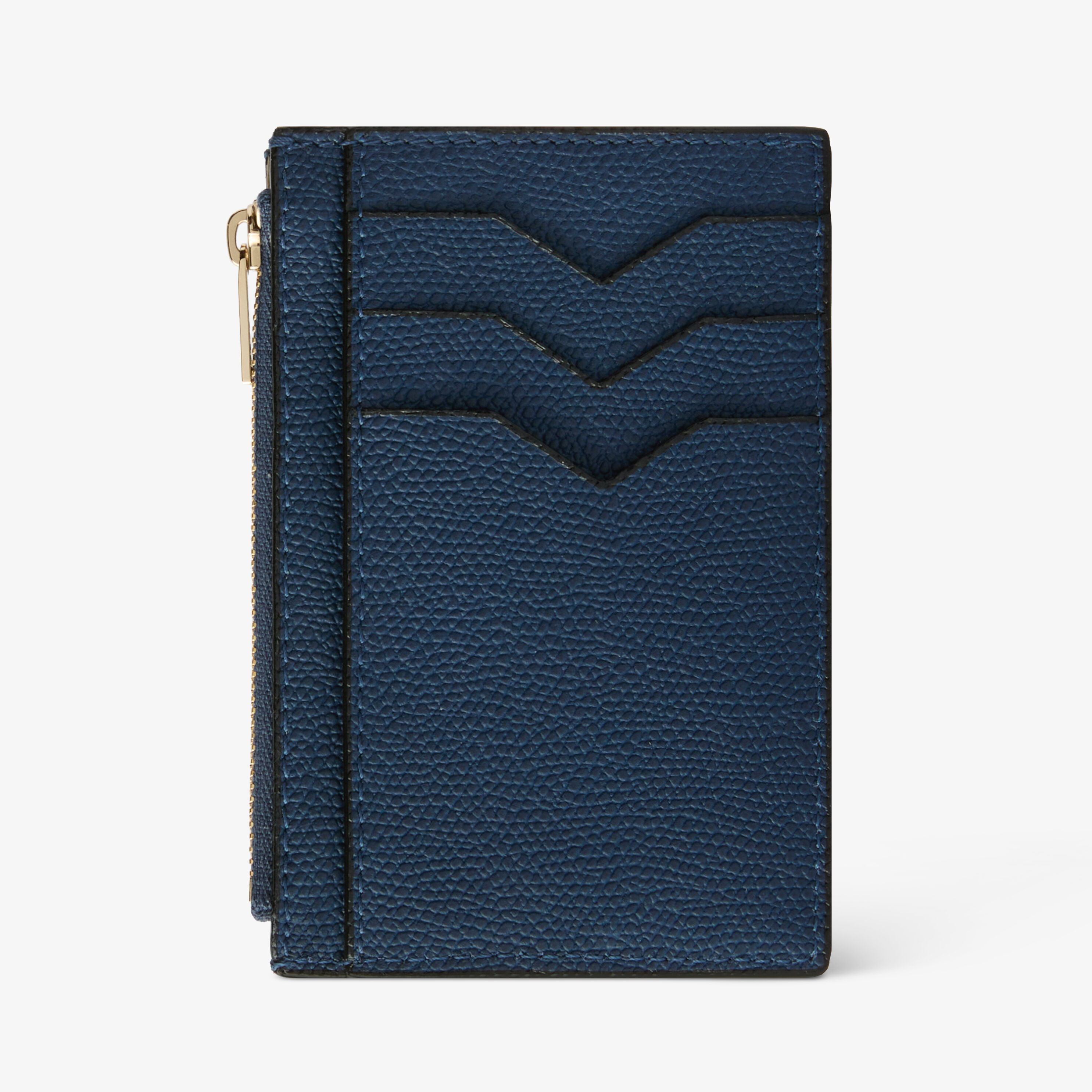 Sapphire Blue Leather Luxury Card Holder 3CC with Zip | Valextra