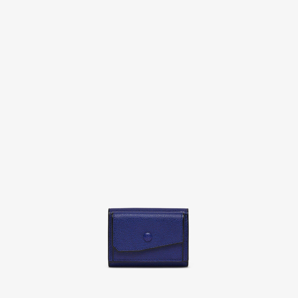 Portafoglio Compatto Con Portamonete - Blu Royale - Vitello VS - Valextra - 1