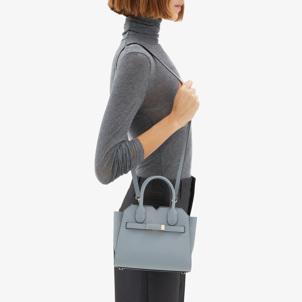 Milano Crossbody Micro Bag - Niagara Blue - Vitello Millepunte Soft - Valextra - 3
