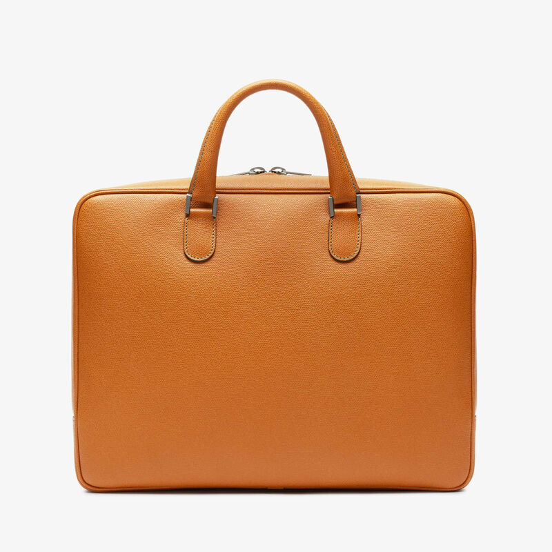 Avietta Briefcase with Zip 24h - Havana Brown - Millepunte calf leather - Valextra - 6