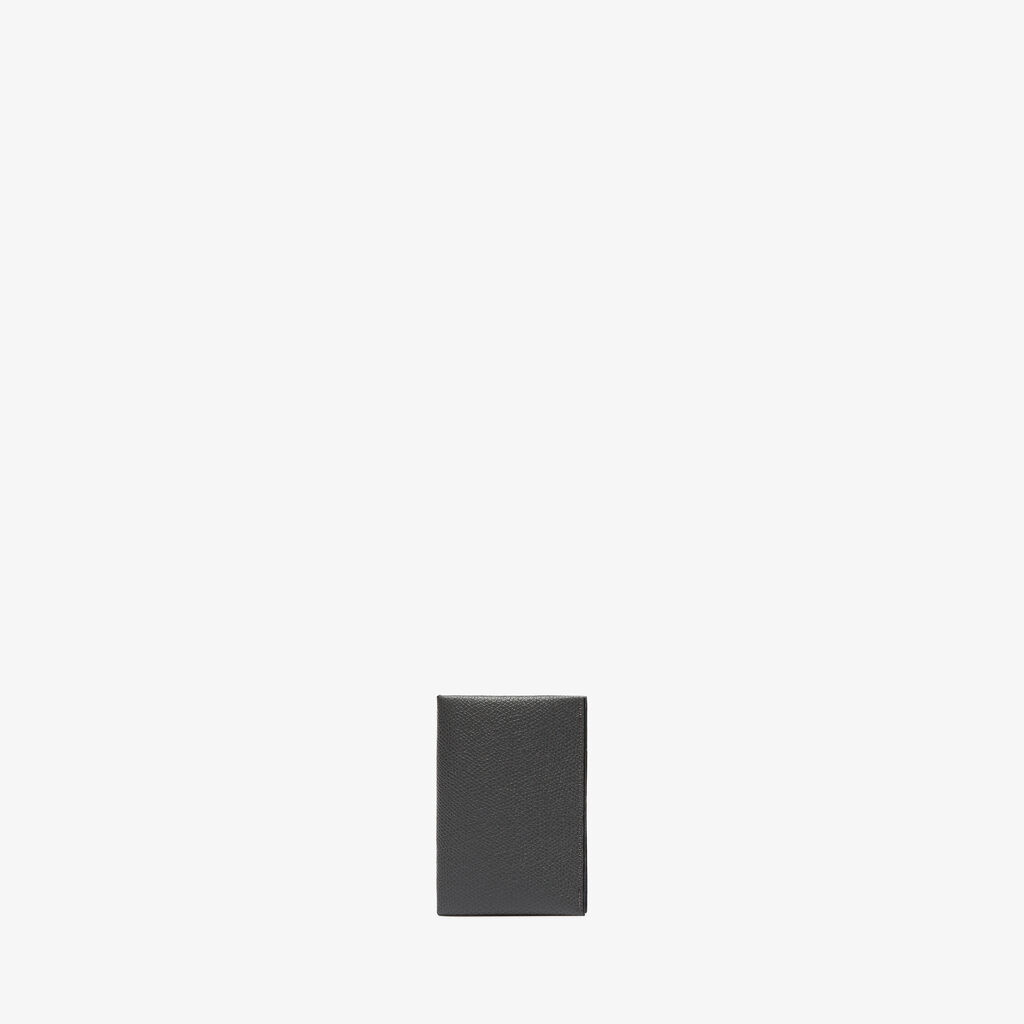 Card Case with Button - Smokey Grey/Black - Vitello VS - Valextra - 1