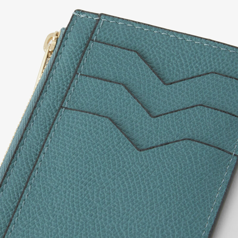 Card Holder 3CC with Zip - Bottle Green - Millepunte calf leather - Valextra - 3