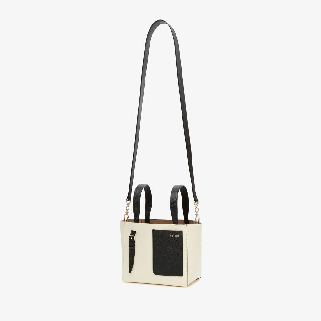 Soft Bucket Micro bag - Pergamena White/Black - Vitello VS - Valextra - 5