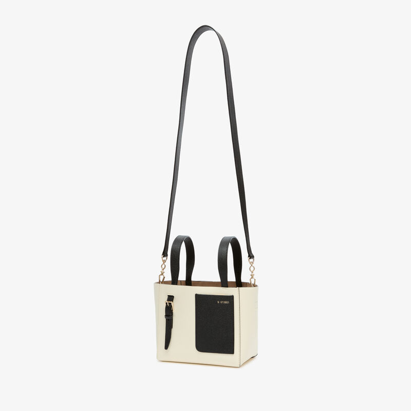 Soft Bucket Micro bag - Pergamena White/Black - Millepunte calf leather - Valextra - 5