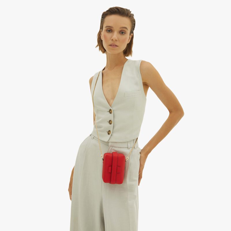 Tric Trac crossbody nano bag - Love Red - Millepunte calf leather - Valextra - 2