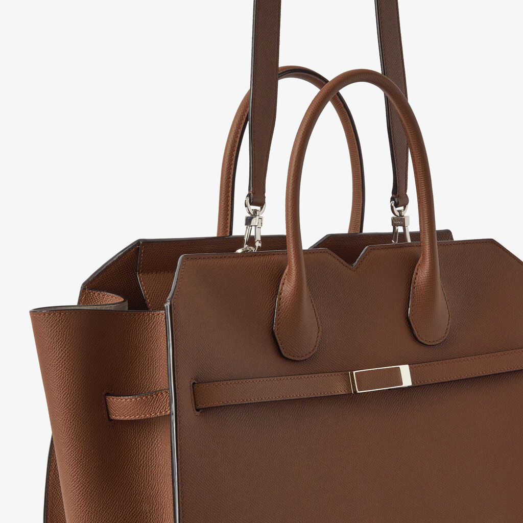 Borsa a due manici Milano Grande - Marrone Cioccolato - Vitello Millepunte Soft - Valextra - 3
