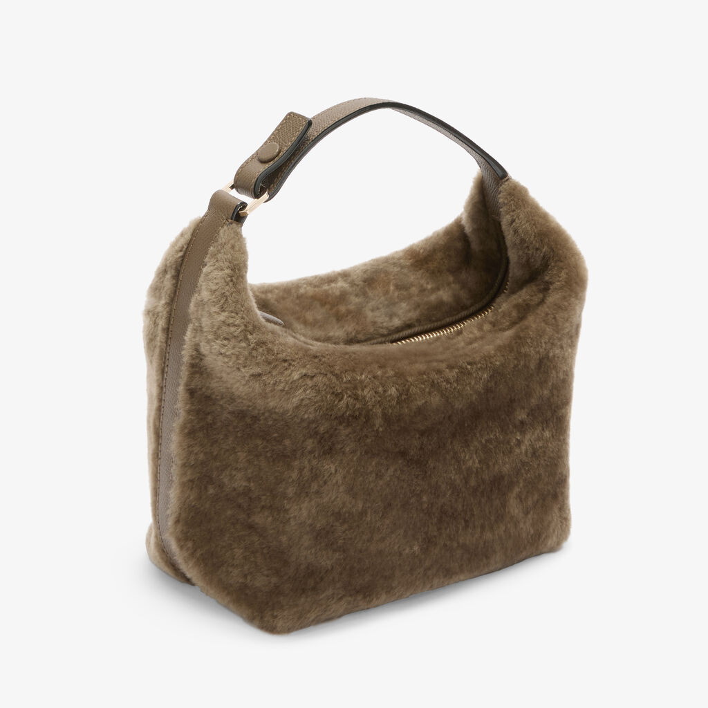 Mochi Shearling Top Handle Mini Bag -  - Montone Merinos/Vitello Millepunte Soft - Valextra - 4