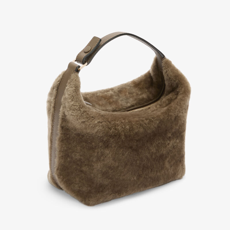Mochi Shearling Top Handle Mini Bag -  - Montone Merinos/Vitello Millepunte Soft - Valextra - 4