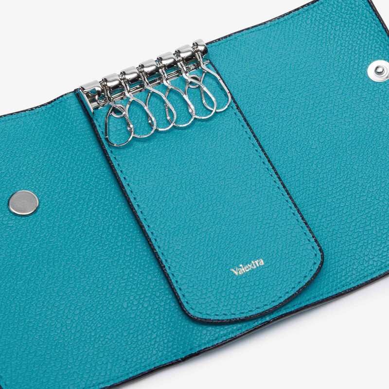 Key Holder 6 Hooks - Aquamarine Blue - Millepunte calf leather - Valextra - 2