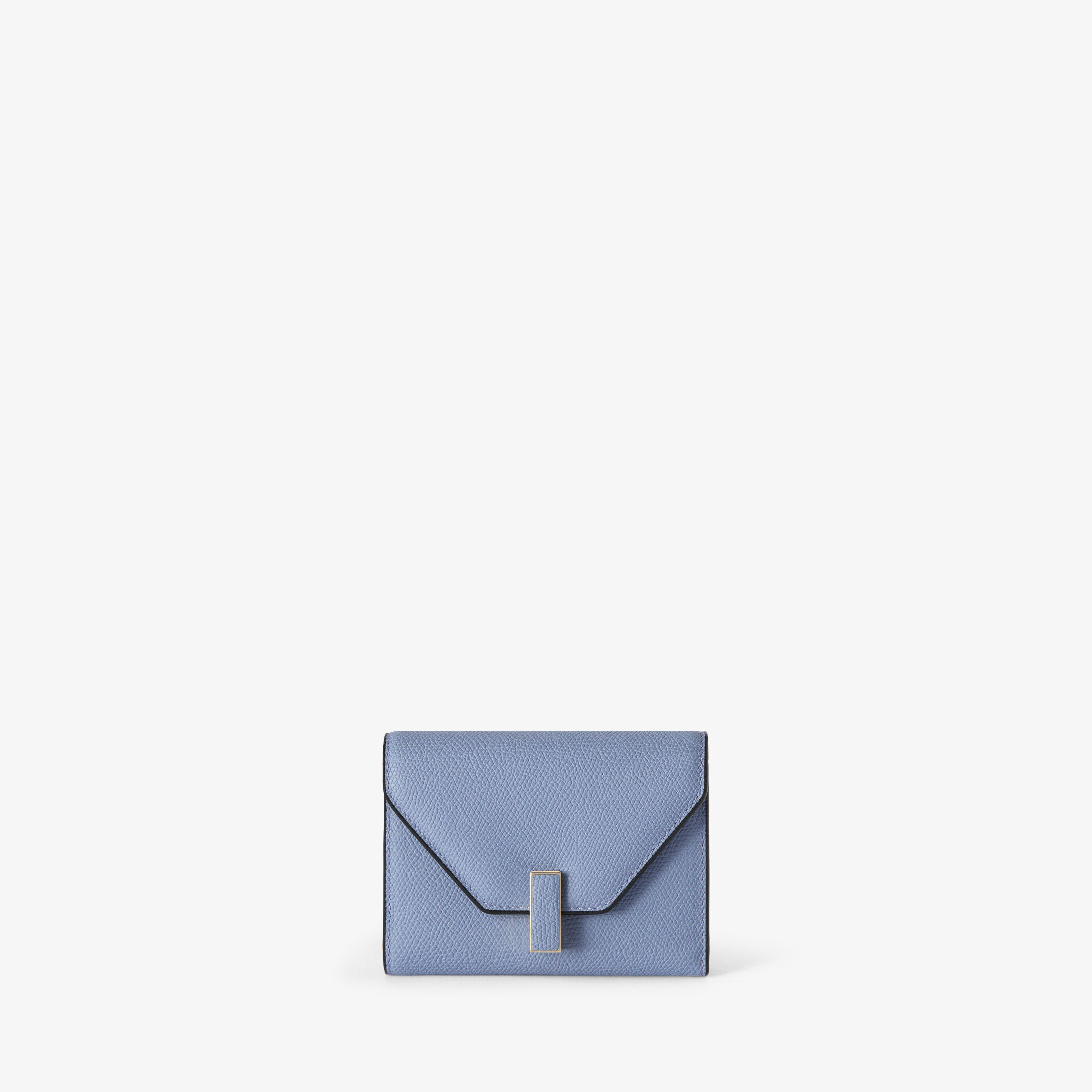 Light Blue Grained Leather Luxury Fold Wallet | Valextra Iside
