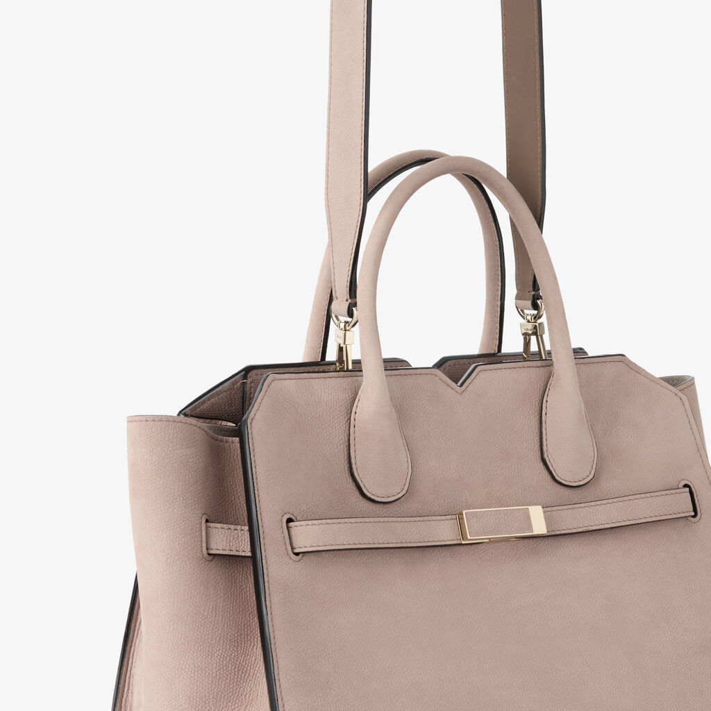 Borsa a Due Manici Milano Senso Media - Rosa Nude - Vitello Millepunte Nabuk - Valextra - 4