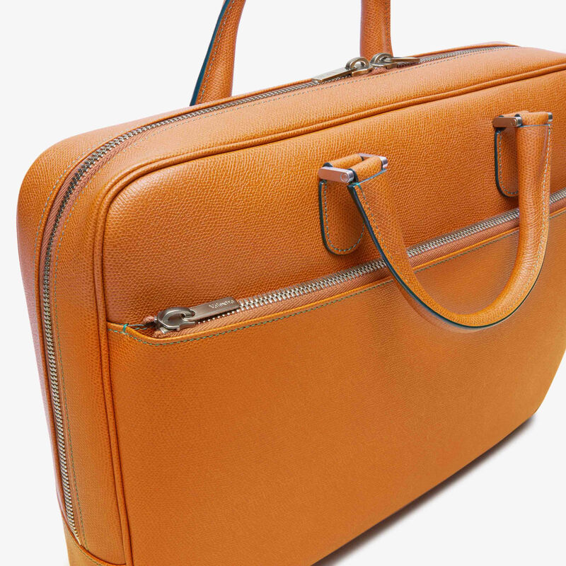 Avietta Briefcase with Zip 24h - Havana Brown - Millepunte calf leather - Valextra - 4