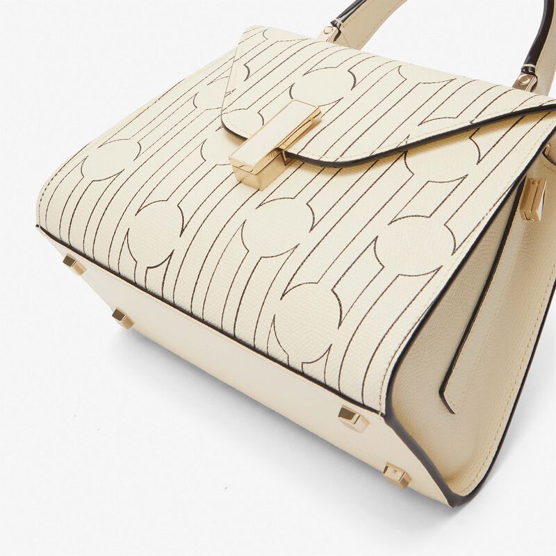 Iside Haze Ink top handle mini bag - Pergamena White/Black - Millepunte calf leather - Valextra - 3