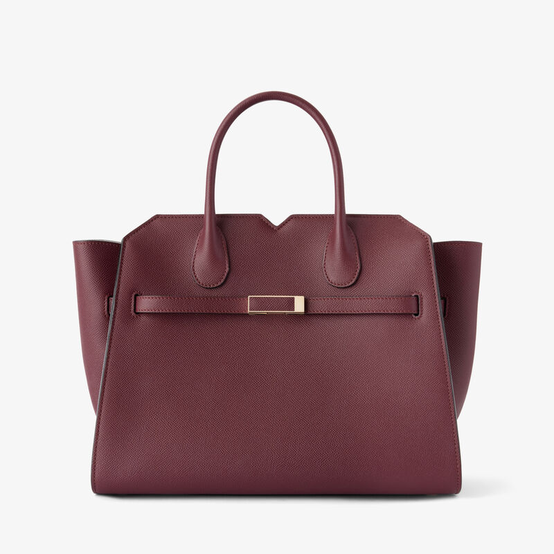 Milano Two Handles Medium Bag - Claret Red - Millepunte Soft calf leather - Valextra - 1