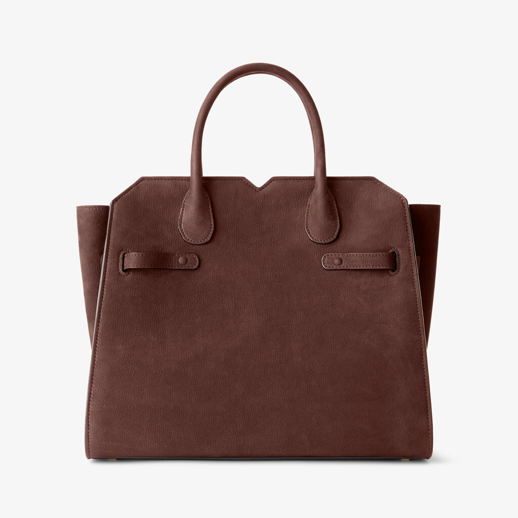 Borsa a Due Manici Milano Senso Media - Marrone Cioccolato - Pelle Millepunte Nabuk Senso - Valextra - 8
