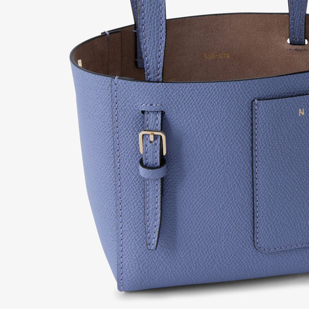 Borsa a Secchiello Soft Nano - Blu Ortensia - Pelle di vitello Millepunte - Valextra - 4
