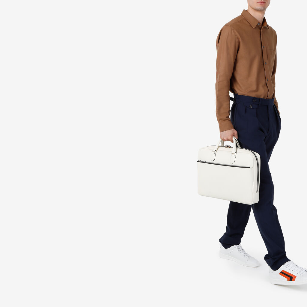Avietta Briefcase with Zip 24h - Pergamena White - Millepunte calf leather - Valextra - 2