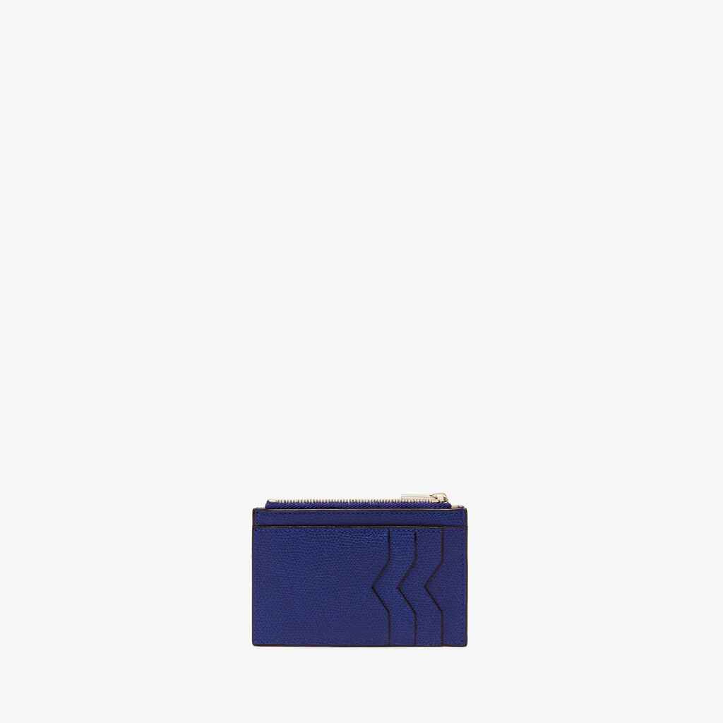 Porta Carte con cerniera 3CC - Blu Royale - Vitello VS - Valextra - 1