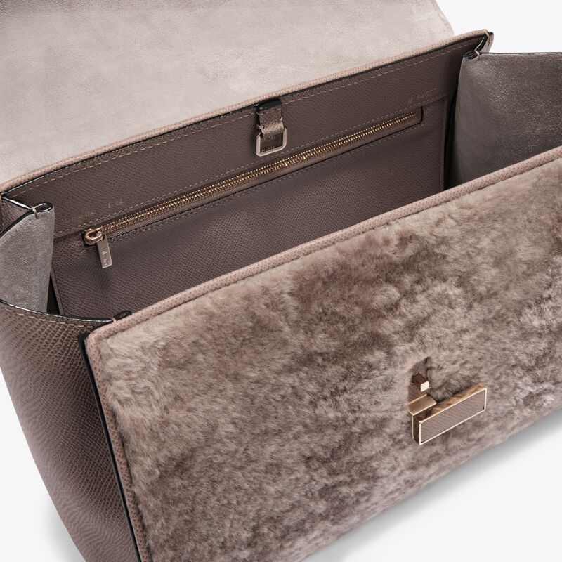 Iside Editor Shearling Top Handle Bag -  - Montone Merinos/Vitello Millepunte Soft - Valextra - 2