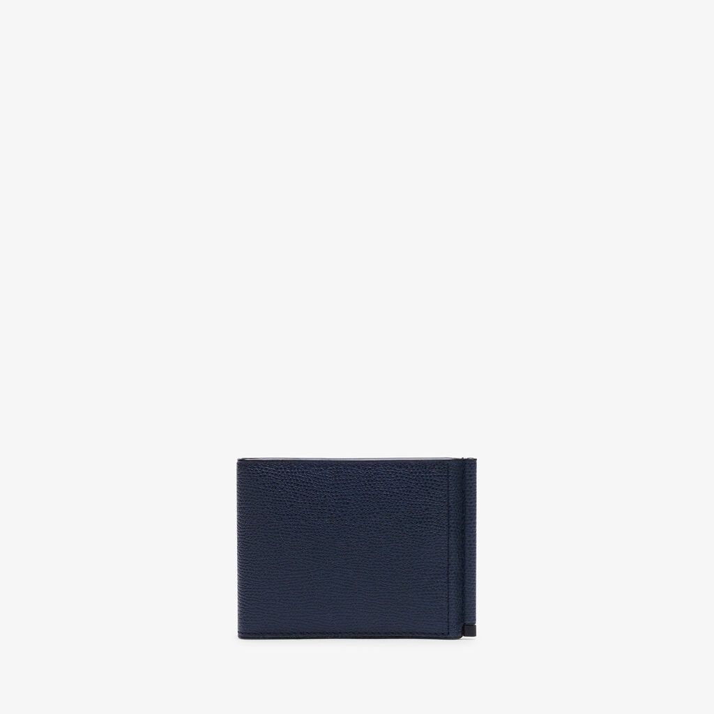 Grip 6cc wallet with botton - Dark Blue - Vitello VS - Valextra - 3
