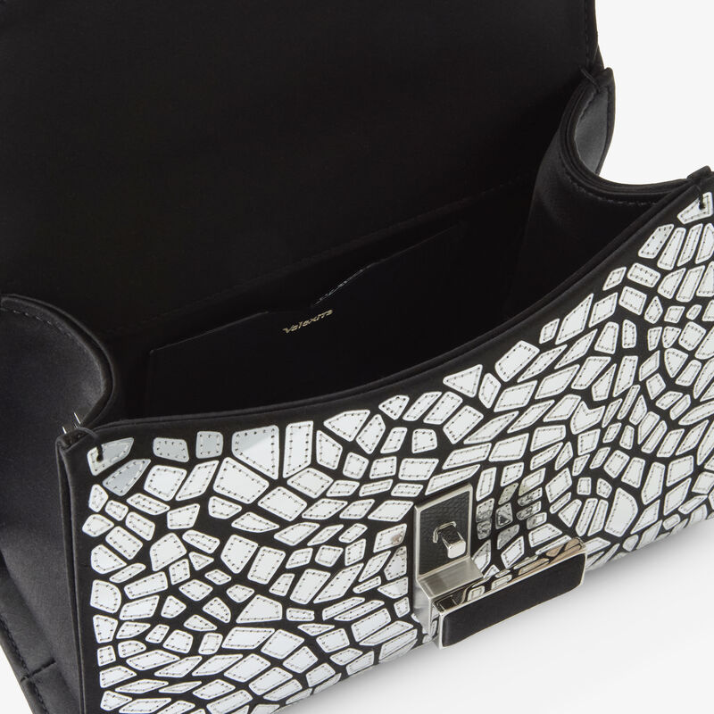 Iside Mosaic Crossbody Micro Bag - Black/Silver - Satin and Millepunte calf leather - Valextra - 2