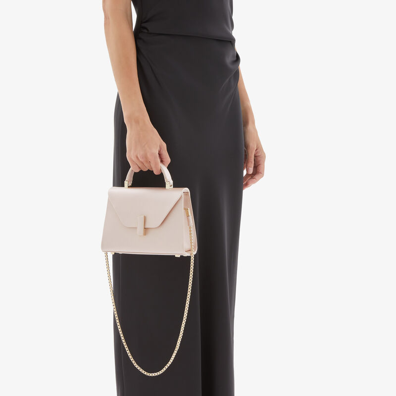 Iside Satin Top Handle Micro Bag - Powder Pink - Satin and Millepunte calf leather - Valextra - 2