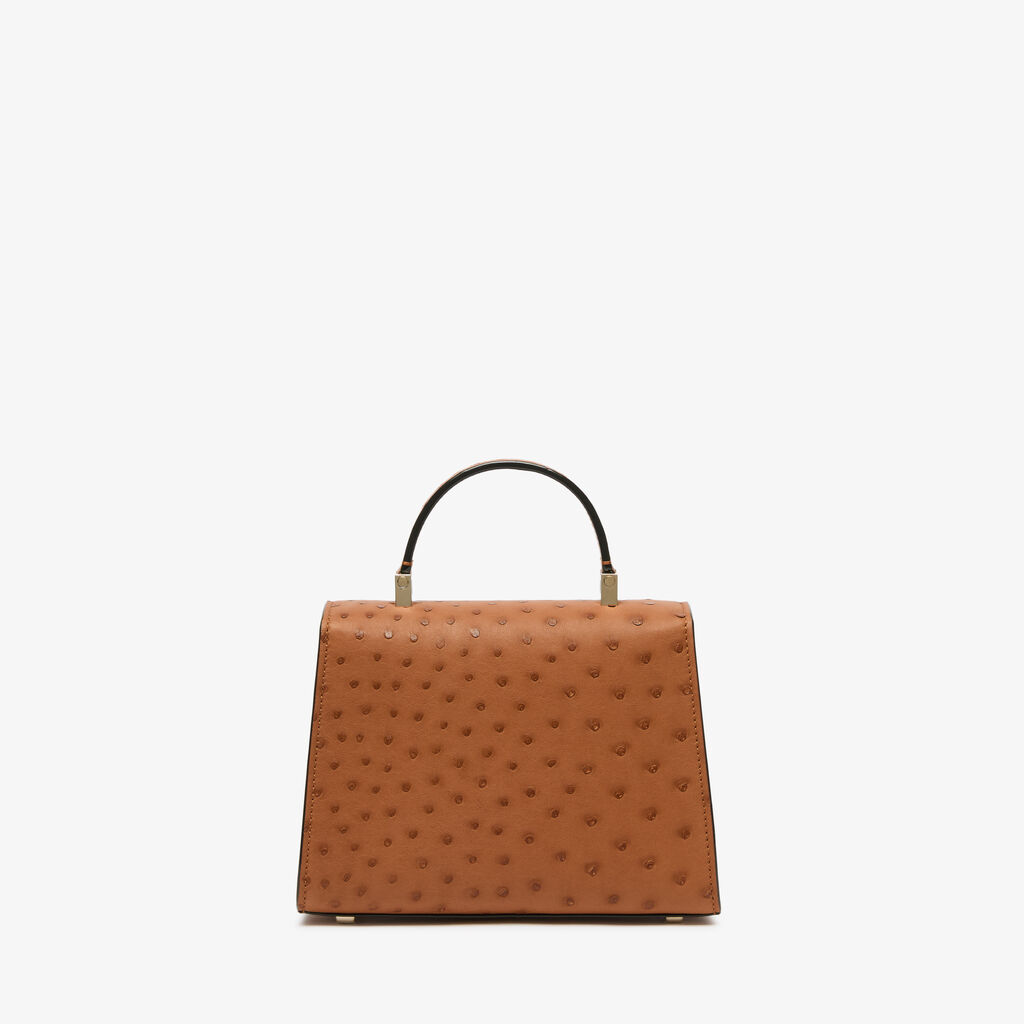 Iside Ostrich Crossbody Micro Bag - Gold Brown - Struzzo - Valextra - 5