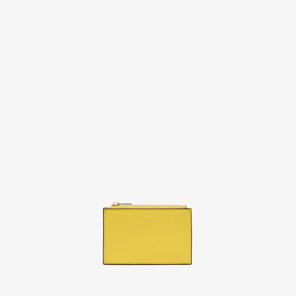 Card Holder 3CC with Zip - Yellow - Vitello VS - Valextra - 4