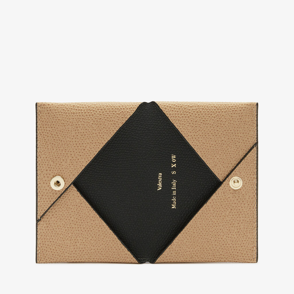 Card Case with Button - Cashmere Beige/Black - Vitello VS - Valextra - 4