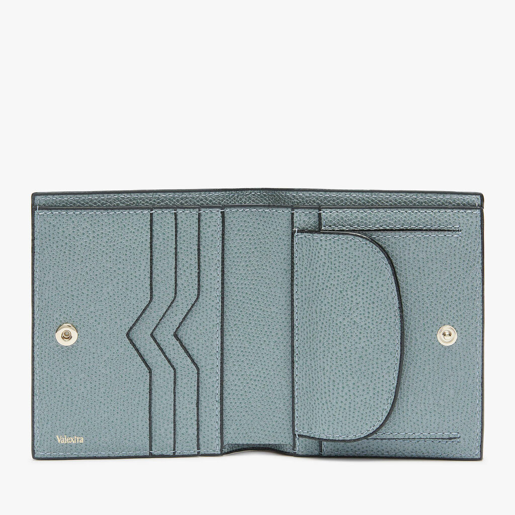 Compact Wallet 3 CC with Coin Purse - Smokey Blue - Vitello VS - Valextra - 4
