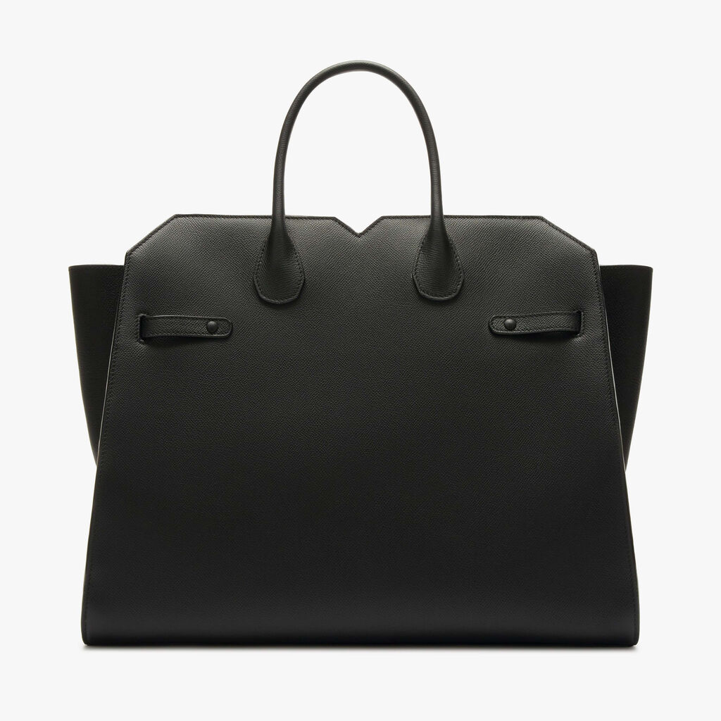 Milano Two Handles Large Bag - Black - Vitello Millepunte Soft - Valextra - 6