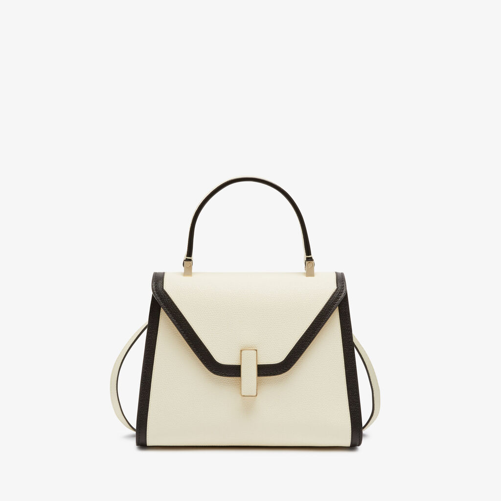 Iside Mini Bag Intarsia - Pergamena White/Black - VS Vitello Bordatura - Valextra - 1