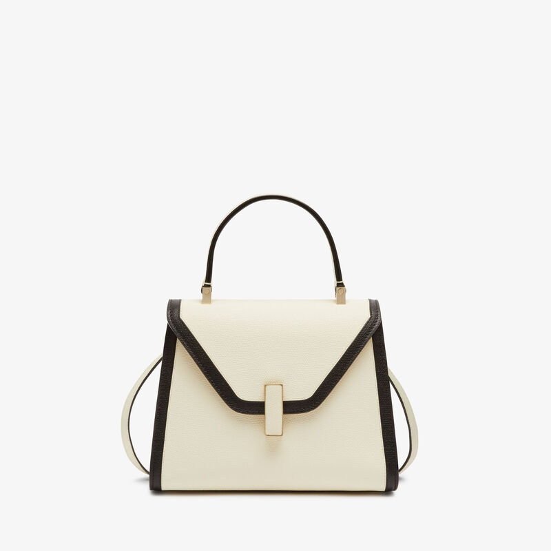 Iside Mini Bag Intarsia - Pergamena White/Black - Millepunte calf leather - Valextra - 1
