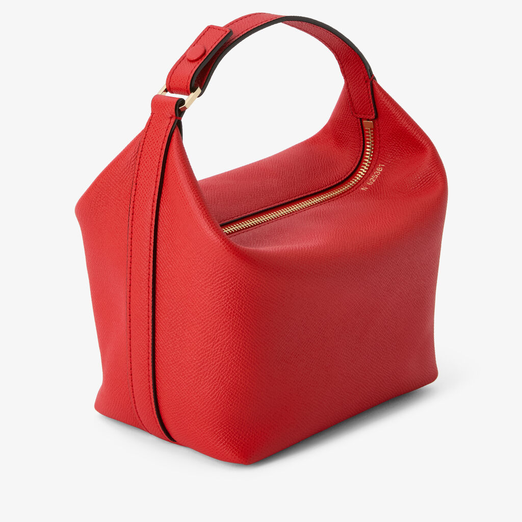 Mochi Top Handle Mini Bag - Crimson Red - Vitello Millepunte Soft - Valextra - 4