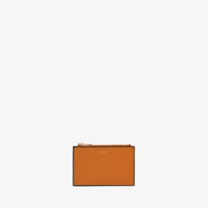 Card Holder 3CC with Zip - Havana Brown - Pavè calf leather - Valextra - 4