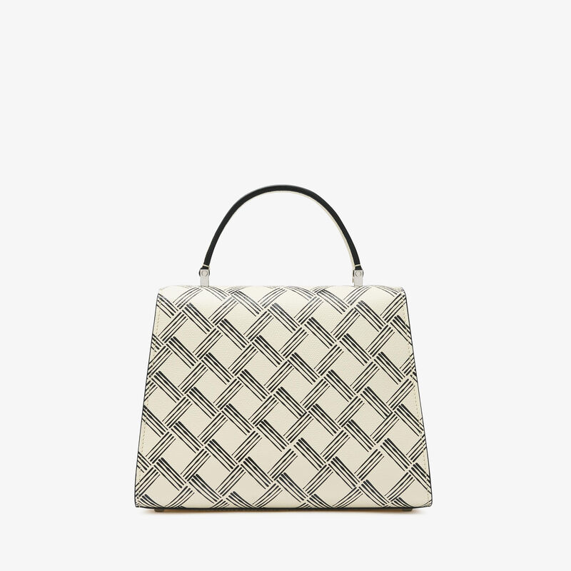 Iside Foyer Top Handle Medium Bag - Pergamena White/Black - Millepunte calf leather - Valextra - 5